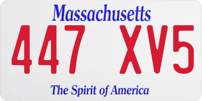 MA license plate 447XV5
