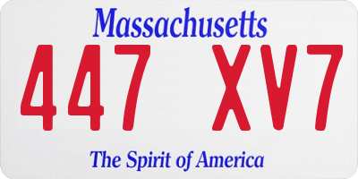 MA license plate 447XV7