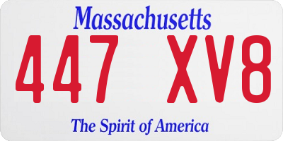 MA license plate 447XV8