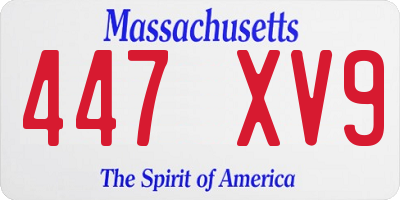 MA license plate 447XV9