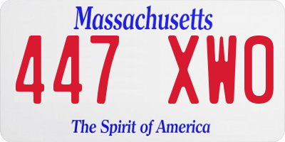 MA license plate 447XW0