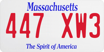 MA license plate 447XW3