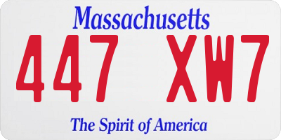 MA license plate 447XW7