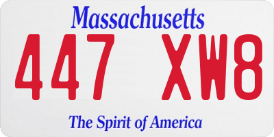 MA license plate 447XW8