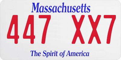 MA license plate 447XX7