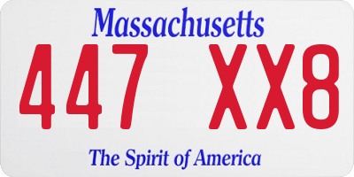 MA license plate 447XX8