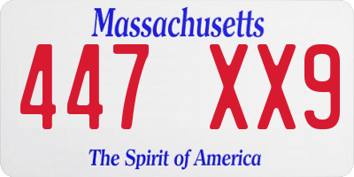 MA license plate 447XX9