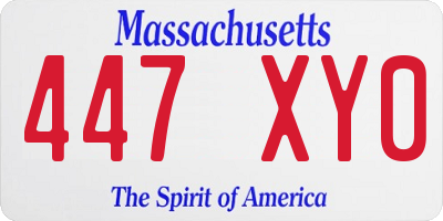 MA license plate 447XY0