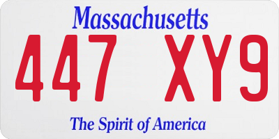 MA license plate 447XY9
