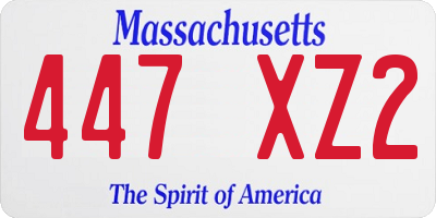 MA license plate 447XZ2