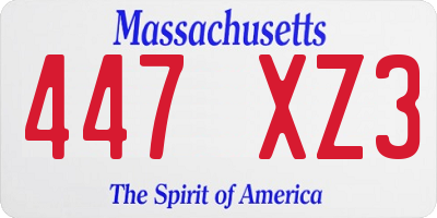 MA license plate 447XZ3