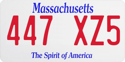 MA license plate 447XZ5