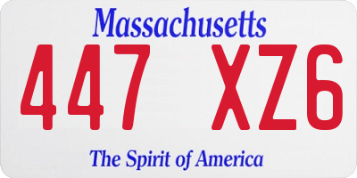 MA license plate 447XZ6