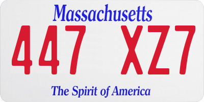 MA license plate 447XZ7