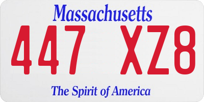 MA license plate 447XZ8