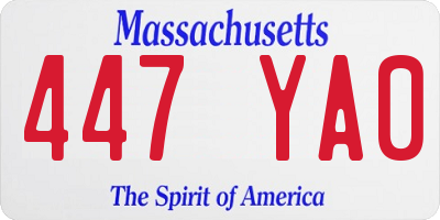 MA license plate 447YA0