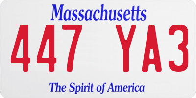 MA license plate 447YA3