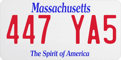 MA license plate 447YA5
