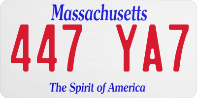 MA license plate 447YA7