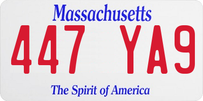 MA license plate 447YA9