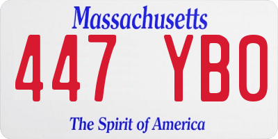 MA license plate 447YB0