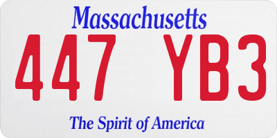MA license plate 447YB3