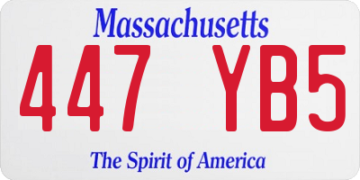 MA license plate 447YB5