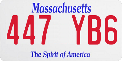 MA license plate 447YB6