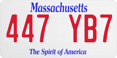 MA license plate 447YB7