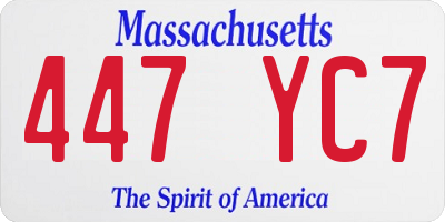 MA license plate 447YC7