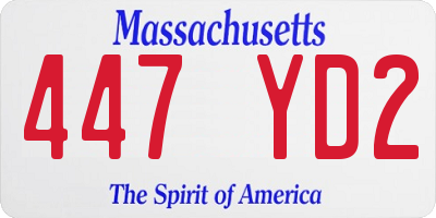 MA license plate 447YD2