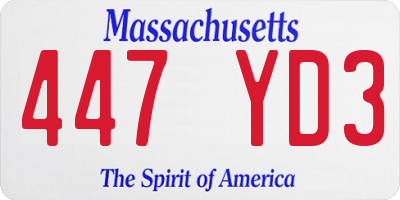 MA license plate 447YD3