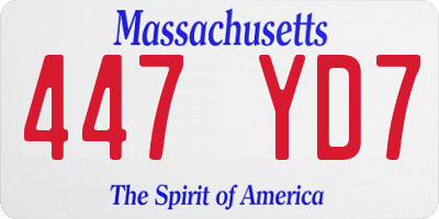 MA license plate 447YD7