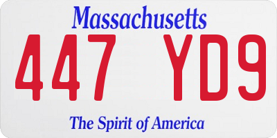 MA license plate 447YD9