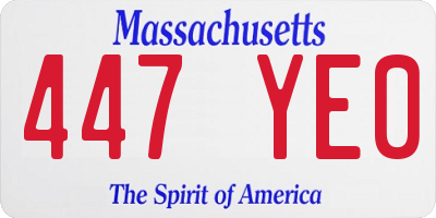 MA license plate 447YE0