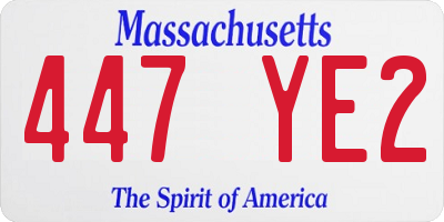 MA license plate 447YE2