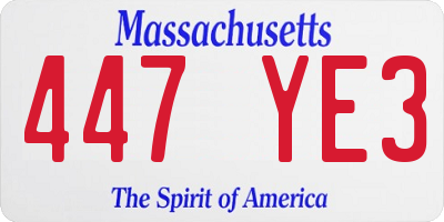 MA license plate 447YE3