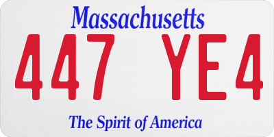 MA license plate 447YE4