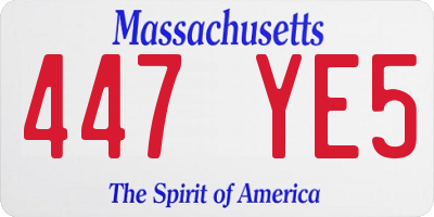 MA license plate 447YE5