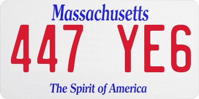 MA license plate 447YE6