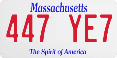 MA license plate 447YE7