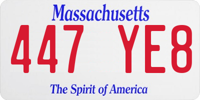MA license plate 447YE8