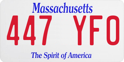 MA license plate 447YF0
