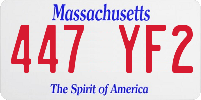 MA license plate 447YF2