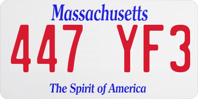 MA license plate 447YF3