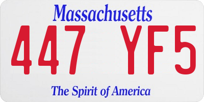 MA license plate 447YF5