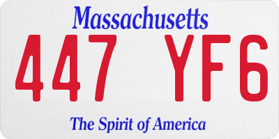 MA license plate 447YF6