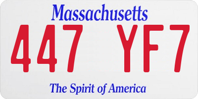 MA license plate 447YF7