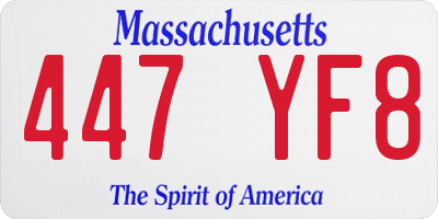 MA license plate 447YF8