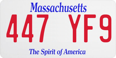 MA license plate 447YF9